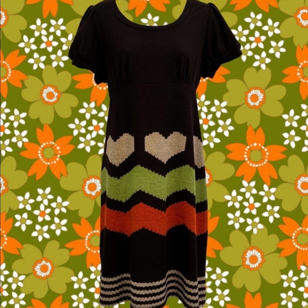 vintage 90's hearts and chevron stripes dress